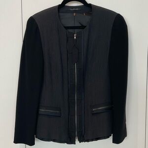 Elie Tahari Ribbon Trim Zip Jacket